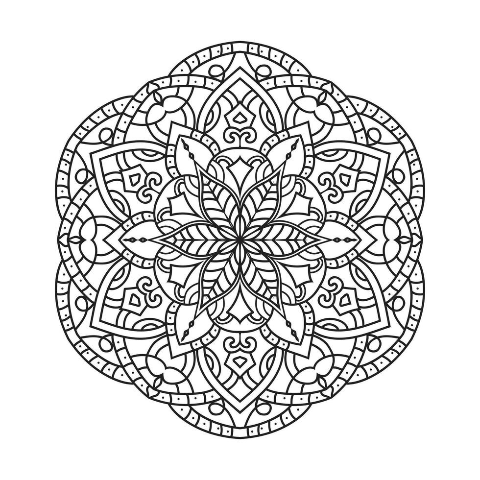 Outline mandala decorative and ornamental design for coloring page vector