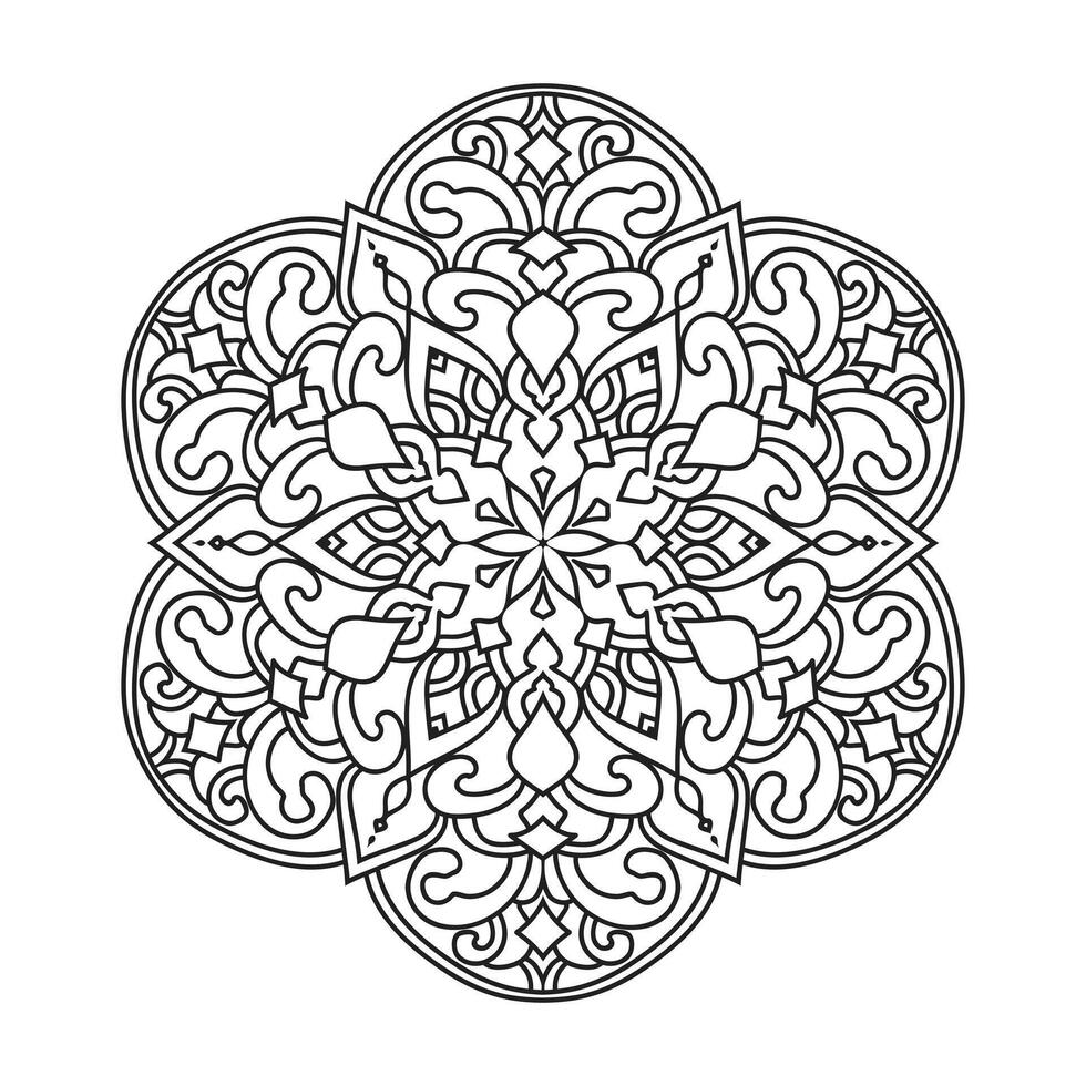 Vector outline mandala decorative and ornamental design for coloring page