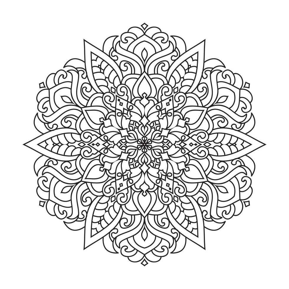 Vector outline mandala decorative and ornamental design for coloring page