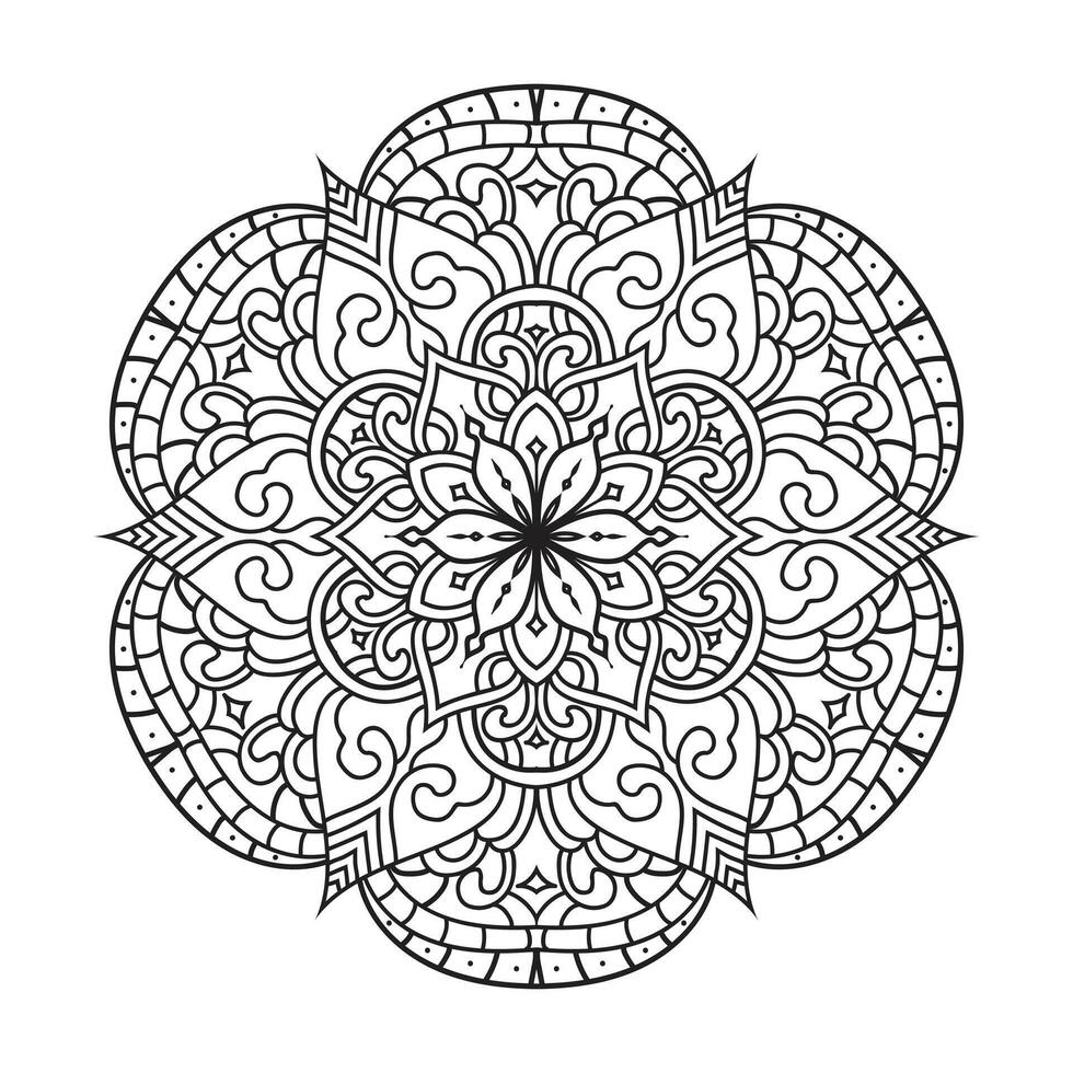 Vector outline mandala decorative and ornamental design for coloring page
