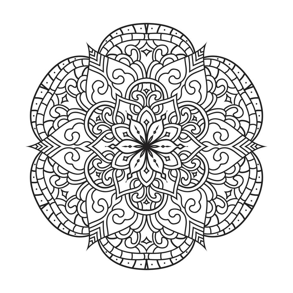 vector contorno mandala decorativo y ornamental diseño para colorante página