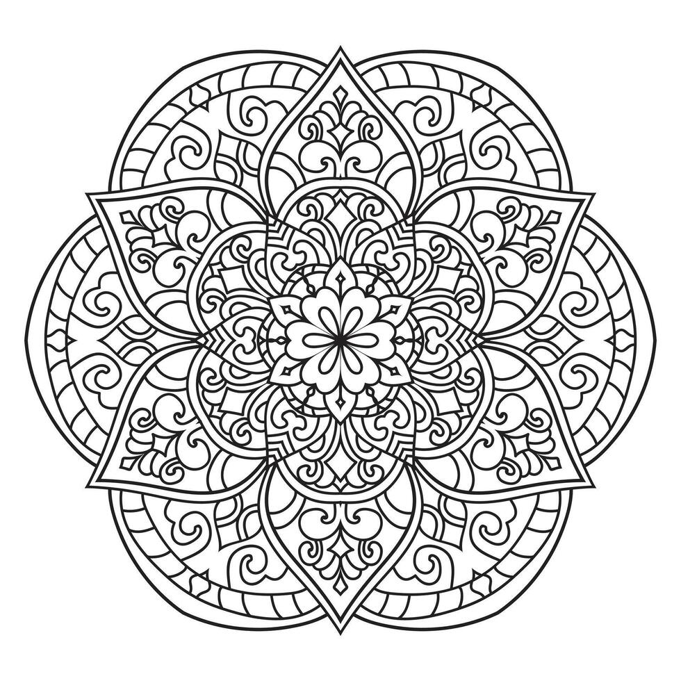 Vector outline mandala decorative and ornamental design for coloring page