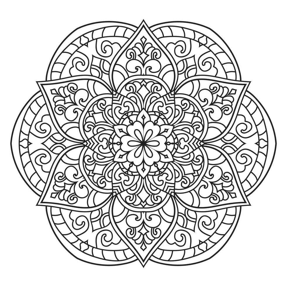 vector contorno mandala decorativo y ornamental diseño para colorante página