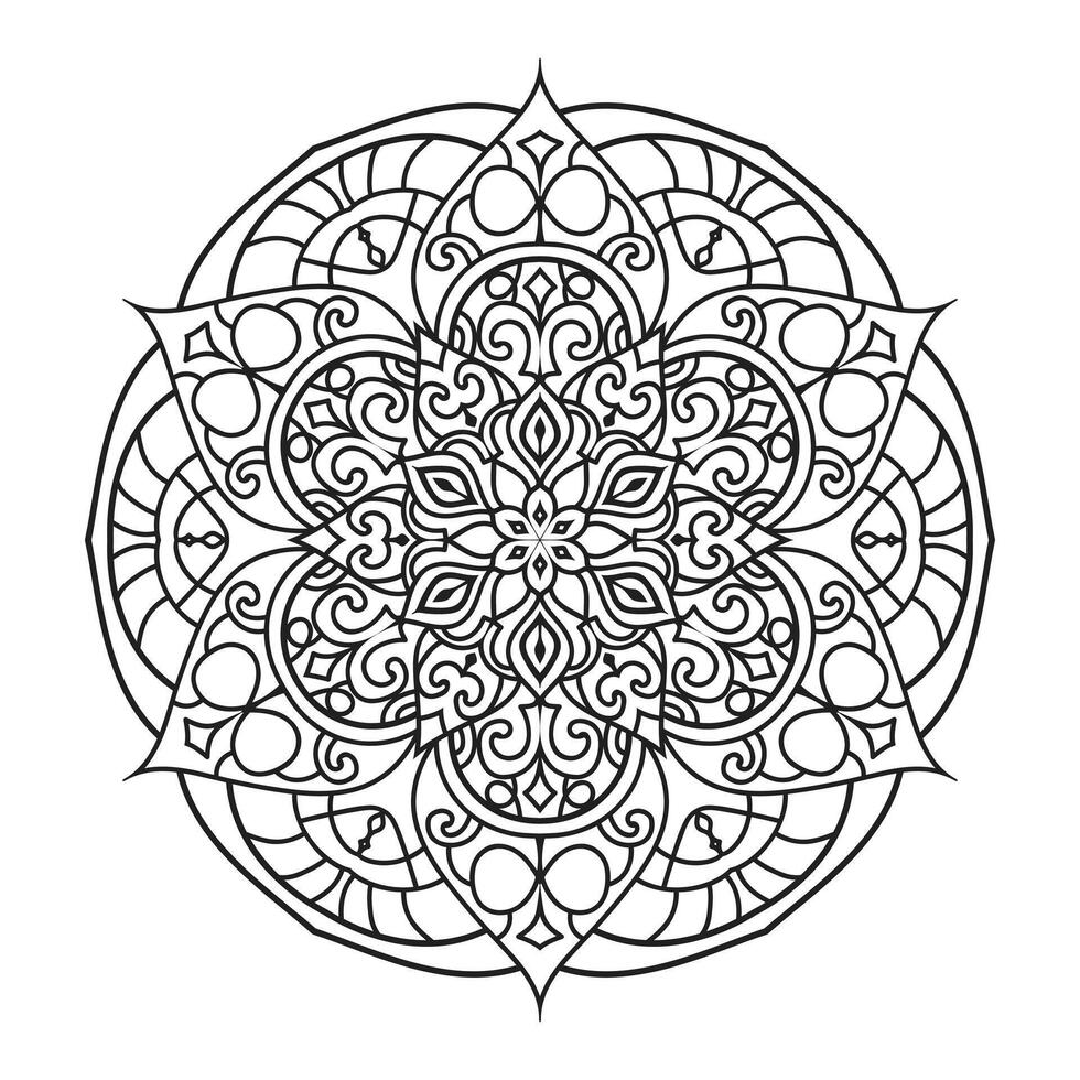 Outline mandala decorative and ornamental design for coloring page vector