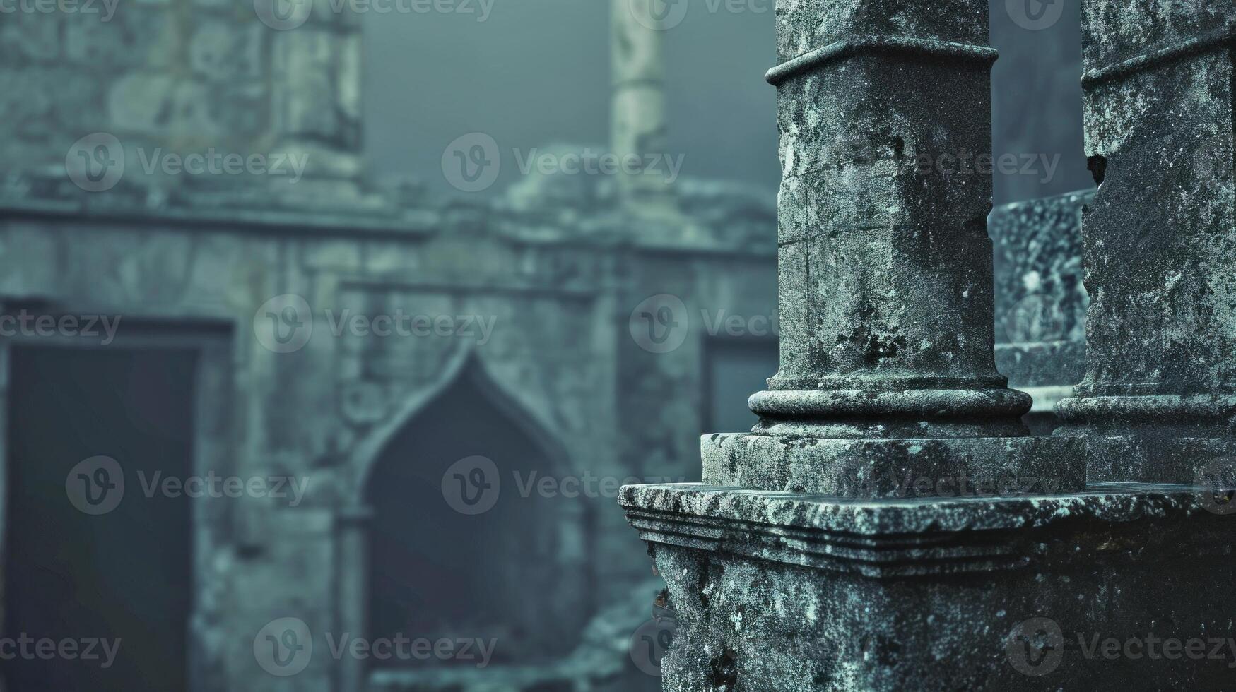 AI generated Ancient ruins closeup. Copy space. AI generated. photo