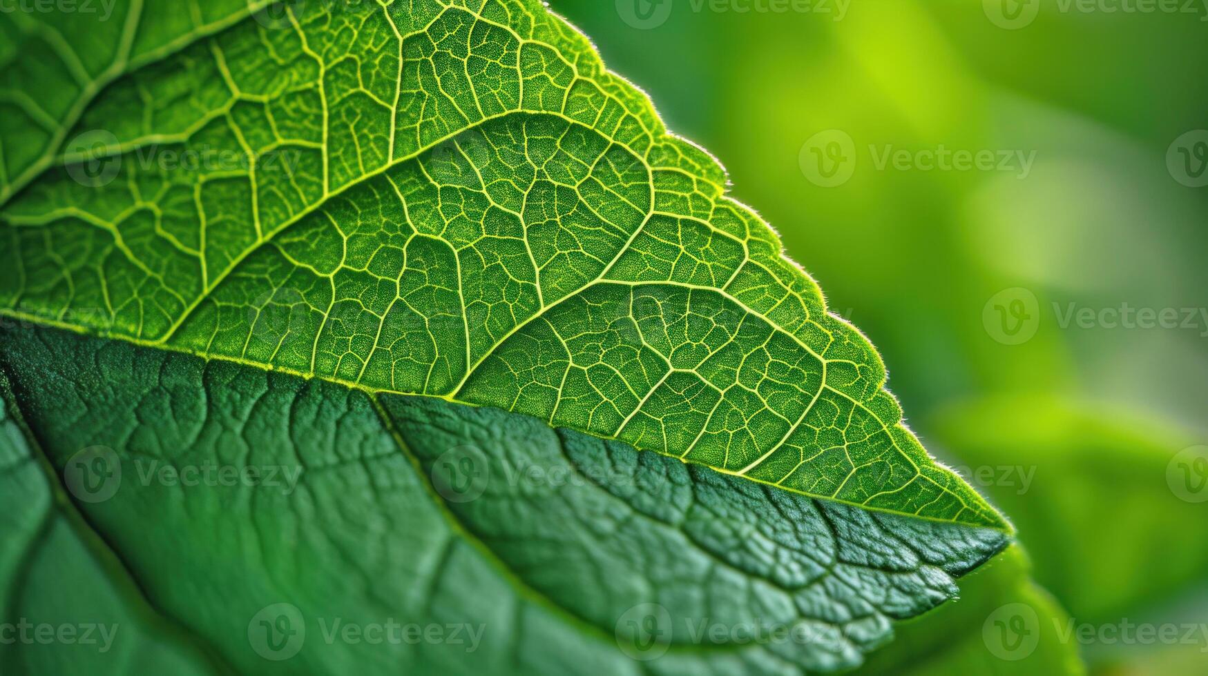 AI generated Green leaf detail in macro view. AI generated. photo