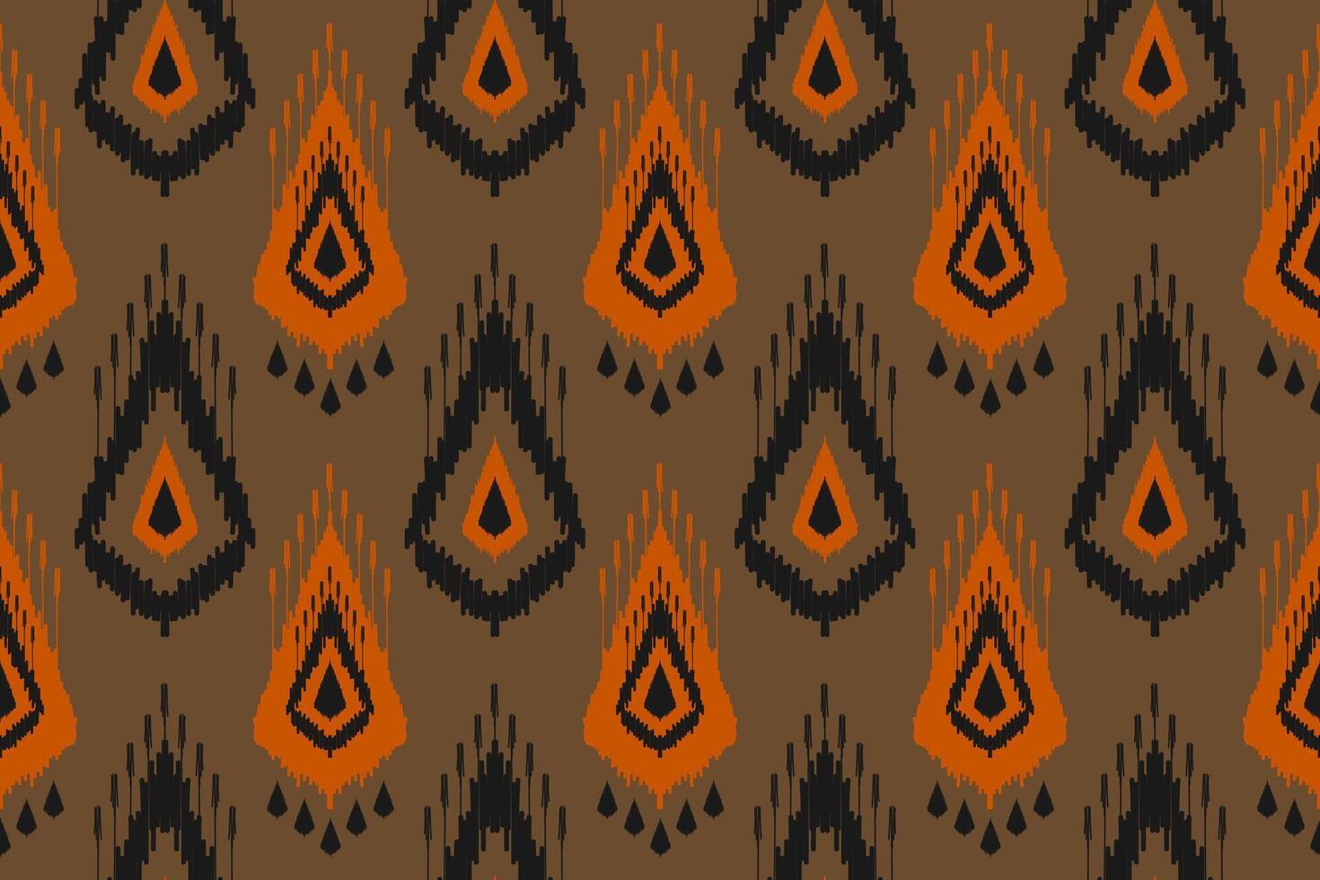 Motif ethnic pattern art. Ikat seamless pattern traditional. American, Mexican style. Brown background. vector