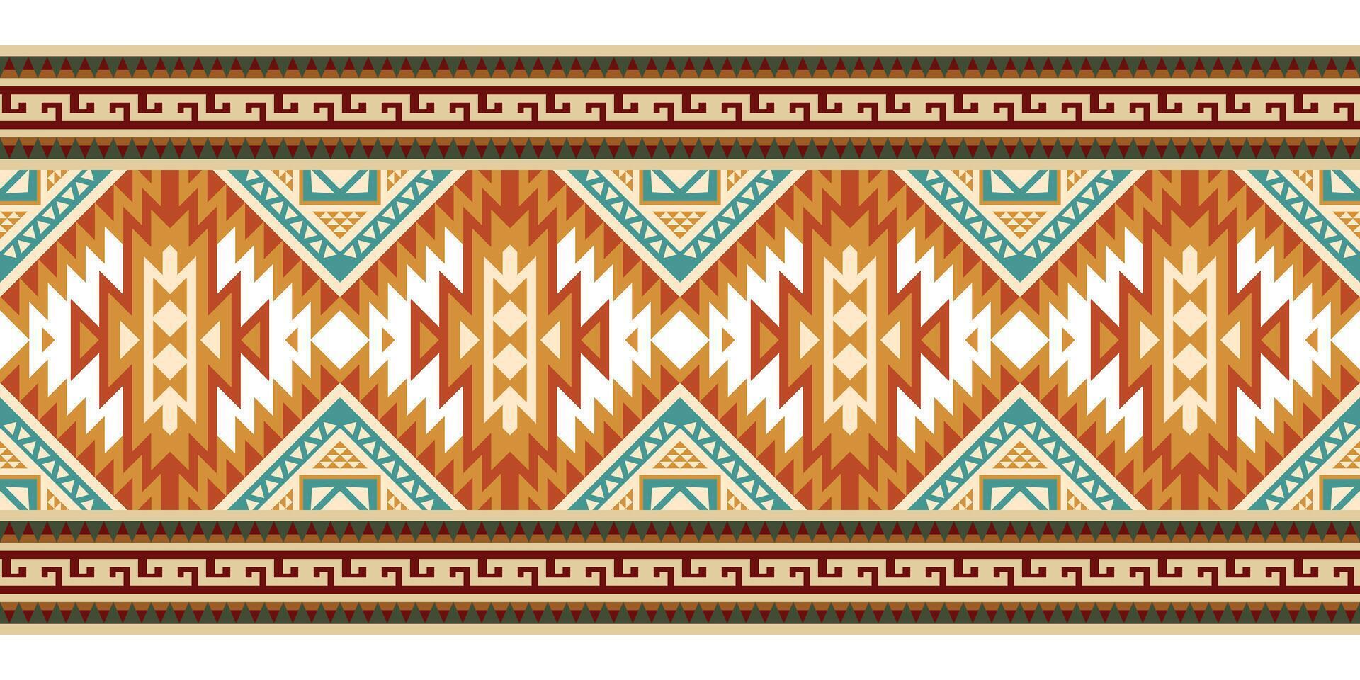 Aztec tribal geometric ethnic seamless pattern. Ethnic oriental stripe border ornament vector. Vintage Native American African Mexican. Traditional ornament. Design textile, fabric, carpet, wrapping. vector