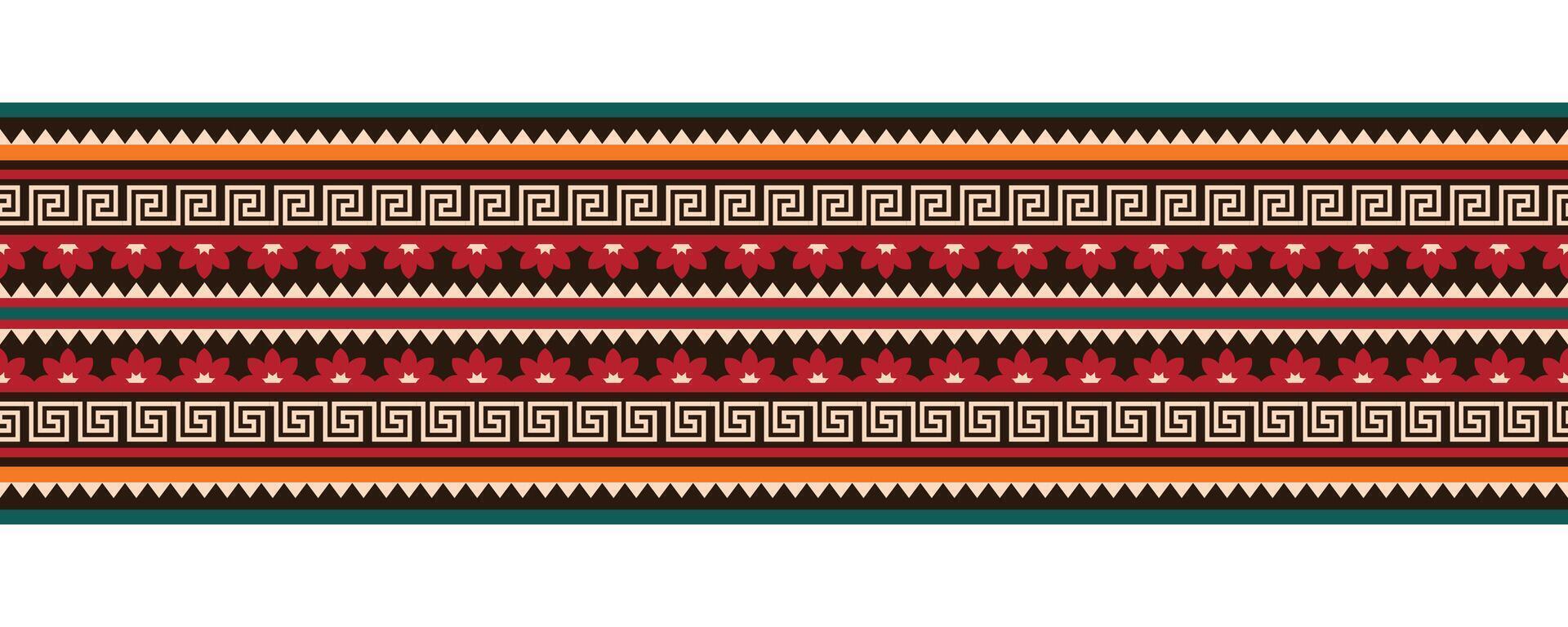 azteca tribal geométrico étnico sin costura modelo. étnico oriental raya frontera ornamento vector. Clásico nativo americano africano mexicano. tradicional ornamento. diseño textil, tela, alfombra, envase. vector
