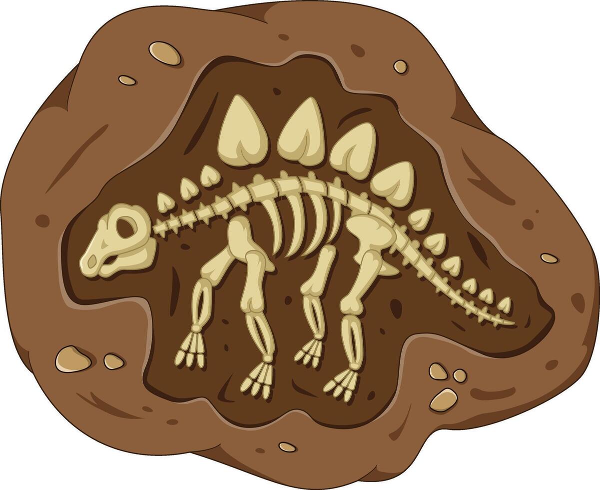 Prehistoric reptile skeletons lying underground vector