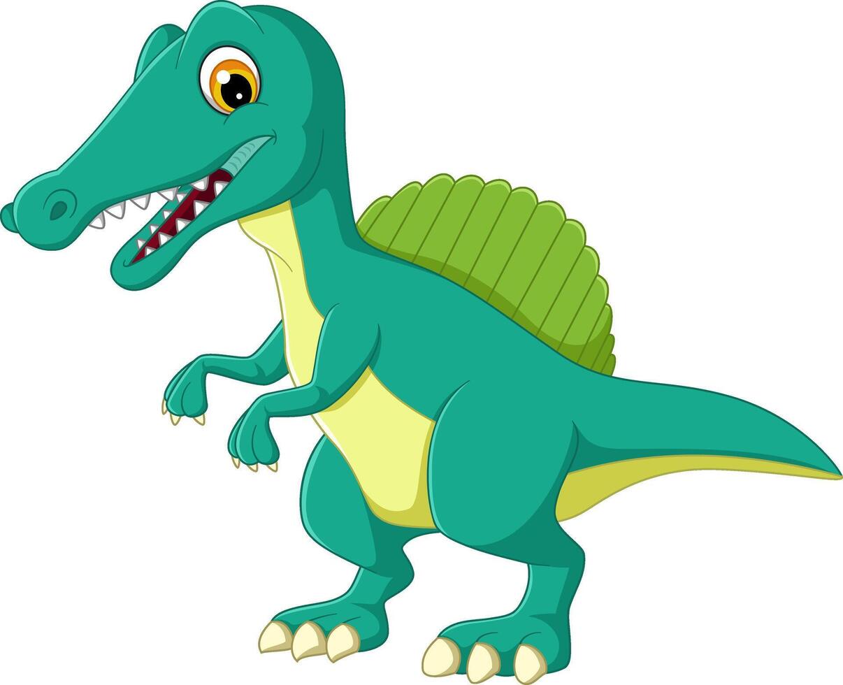 Cartoon spinosaurus on white background vector