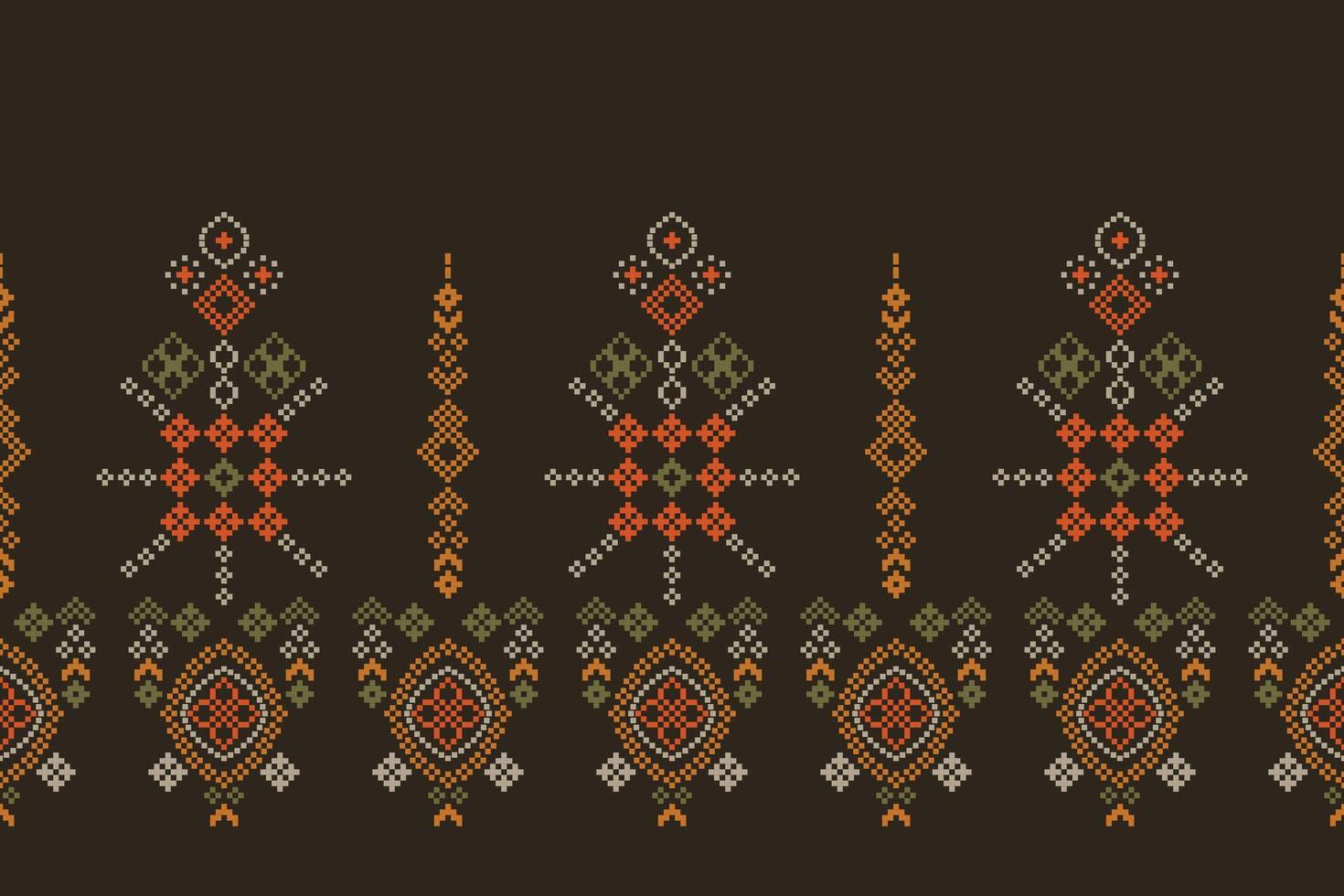 tradicional étnico motivos ikat geométrico tela modelo cruzar puntada.ikat bordado étnico oriental píxel marrón antecedentes. resumen, vector, ilustración. textura,bufanda,decoración,papel tapiz. vector