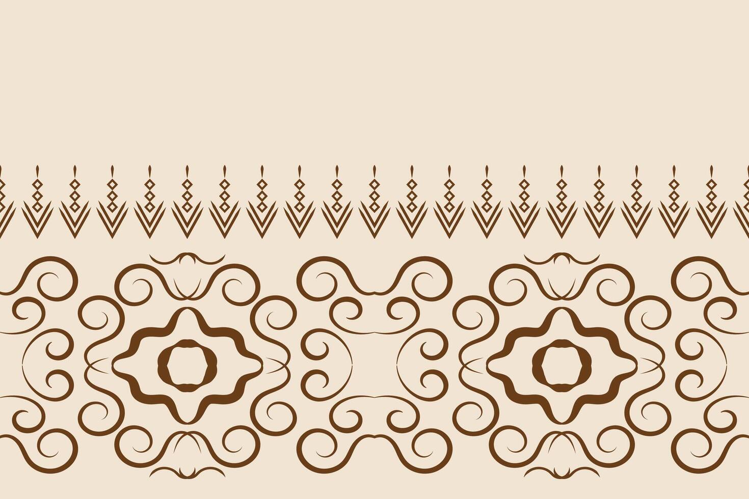 Traditional Ethnic ikat motif fabric pattern geometric style.African Ikat embroidery Ethnic oriental pattern brown cream background wallpaper. Abstract,vector,illustration.Texture,frame,decoration. vector