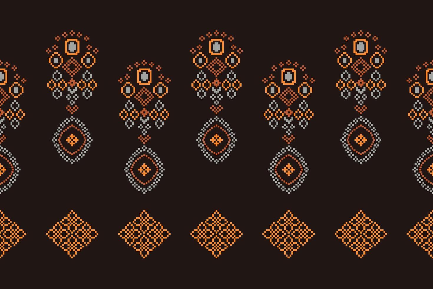 tradicional étnico motivos ikat geométrico tela modelo cruzar puntada.ikat bordado étnico oriental píxel marrón antecedentes. resumen, vector, ilustración. textura,bufanda,decoración,papel tapiz. vector