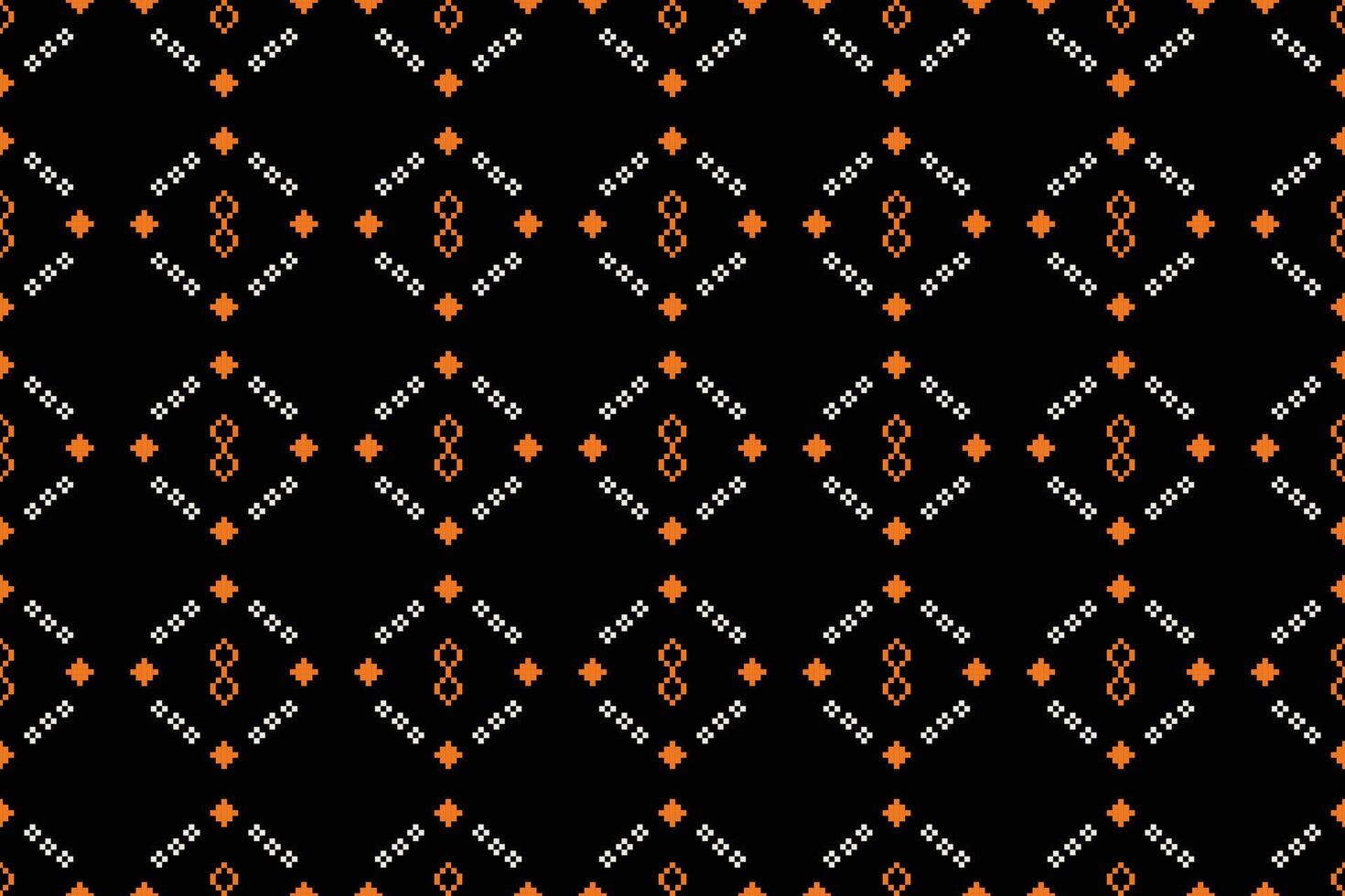 tradicional étnico motivos ikat geométrico tela modelo cruzar puntada.ikat bordado étnico oriental píxel negro fondo.abstracto,vector,ilustración. textura,bufanda,decoración,papel tapiz. vector