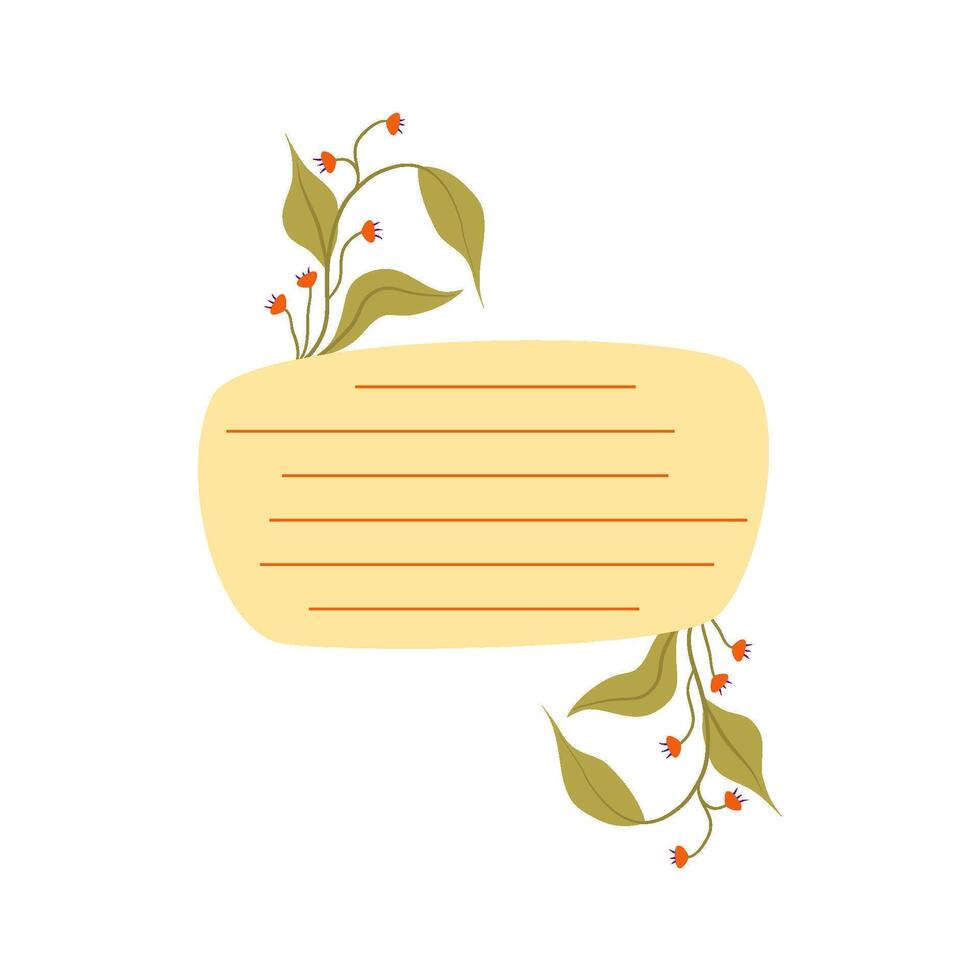 Cute Memo Notebook with flower paper frame for text. Planner sticker element sticky. Flat vector illustration. Cute Notes planner page.