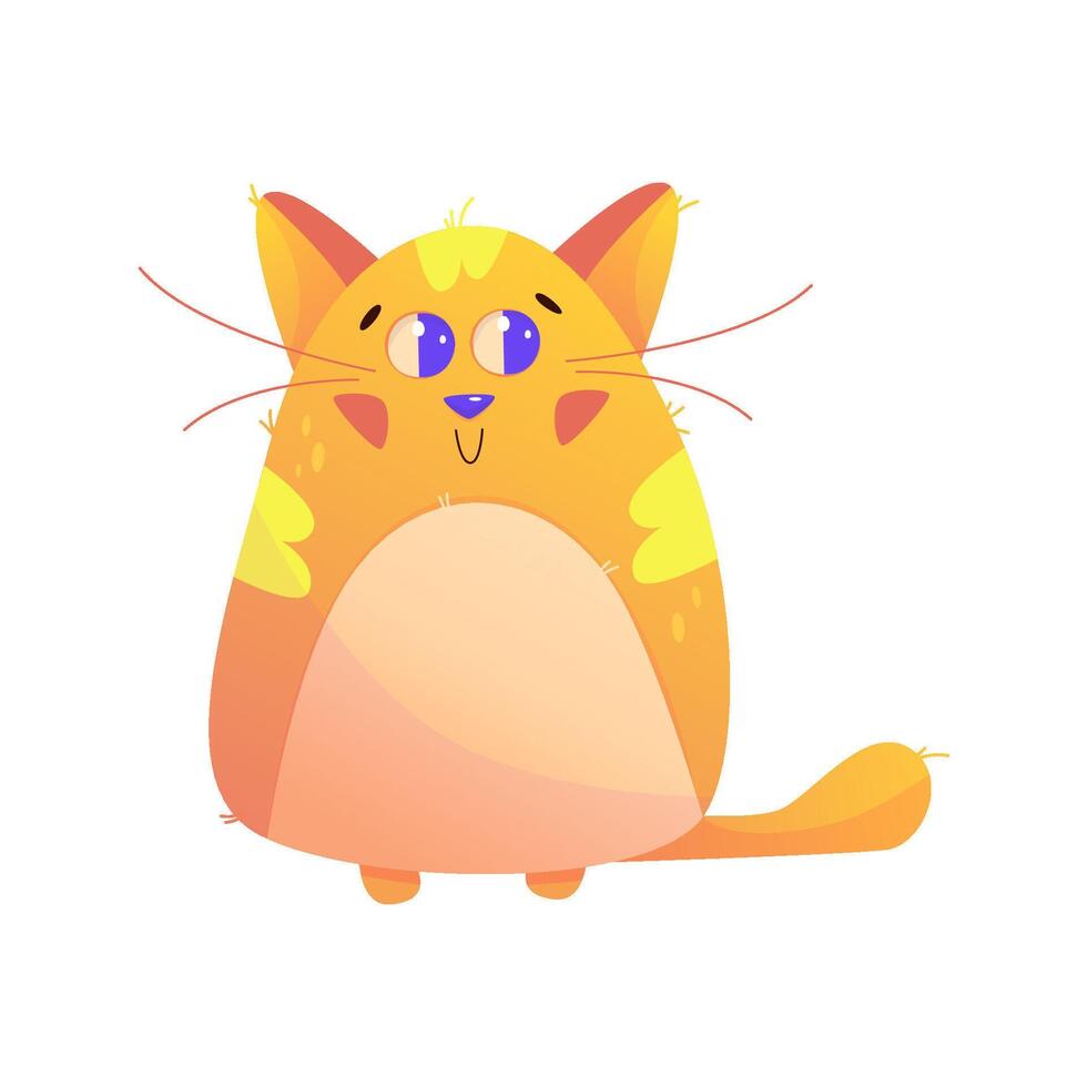 Cute Kawaii Cat Character happy animal. Orange Cute cat pet. Cartoon vector illustration. Happy kitten meow kawaii character