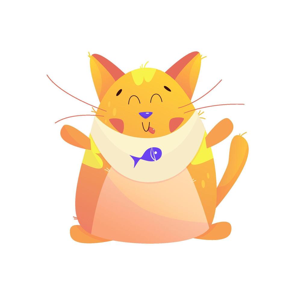 Cute Kawaii Cat Character happy animal. Orange Cute cat pet. Cartoon vector illustration. Happy kitten meow kawaii character