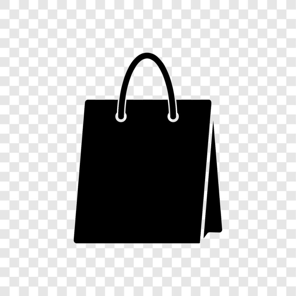 black shopping bag icon vector