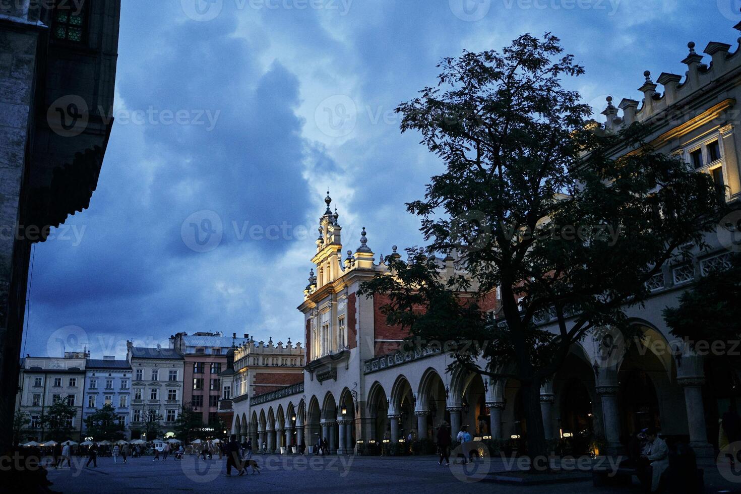 Main square of Krakow at night photo