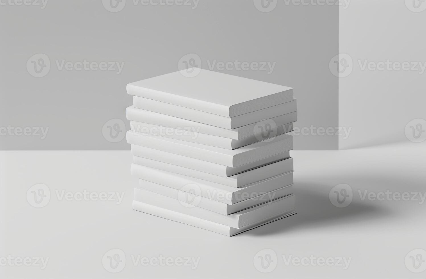 AI generated Blank white book mockup. The cover of a book is white on a white background empty book. Generated by artificial intelligence. photo