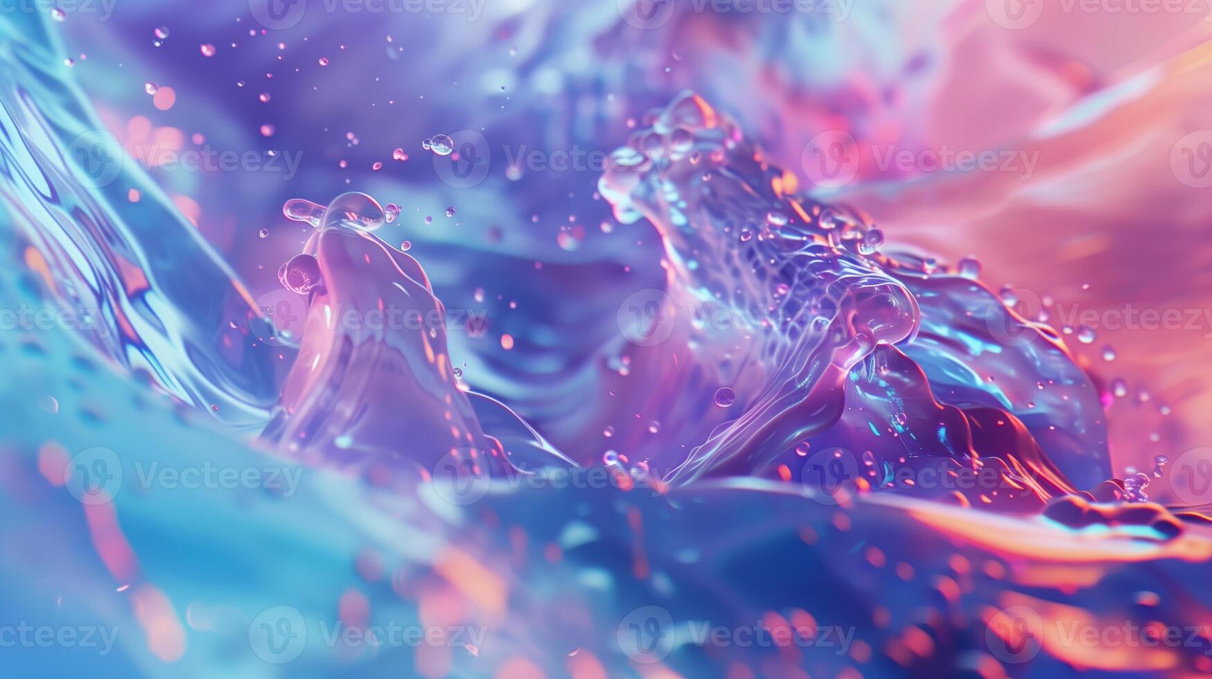 AI generated A blue and purple bubble liquid on blue background. Colorful biomorphic forms. Abstract background, texture. Generated by artificial intelligence. photo