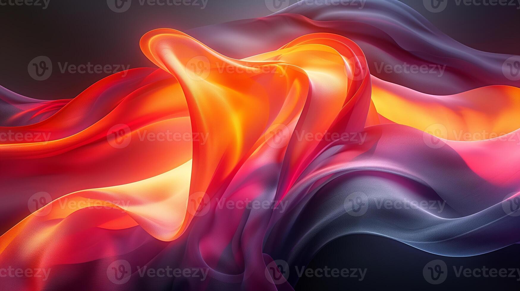 AI generated Abstract background, vivid tones of orange, black, on a backdrop of swirling pastels, silky and smooth surface. Background, texture. Generated by artificial intelligence. photo