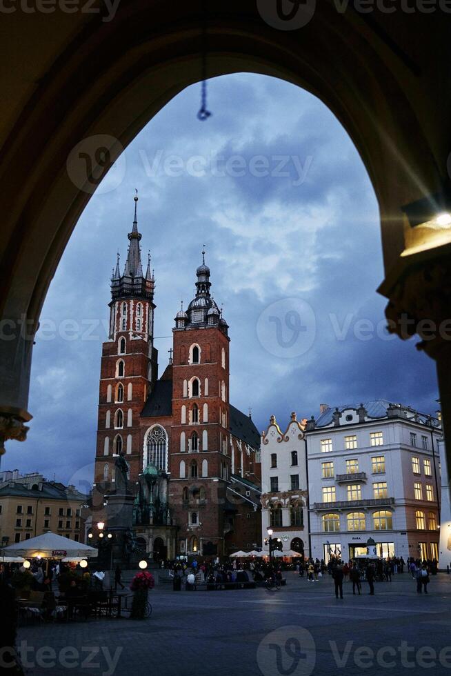 View of Krakow Square through an archway photo
