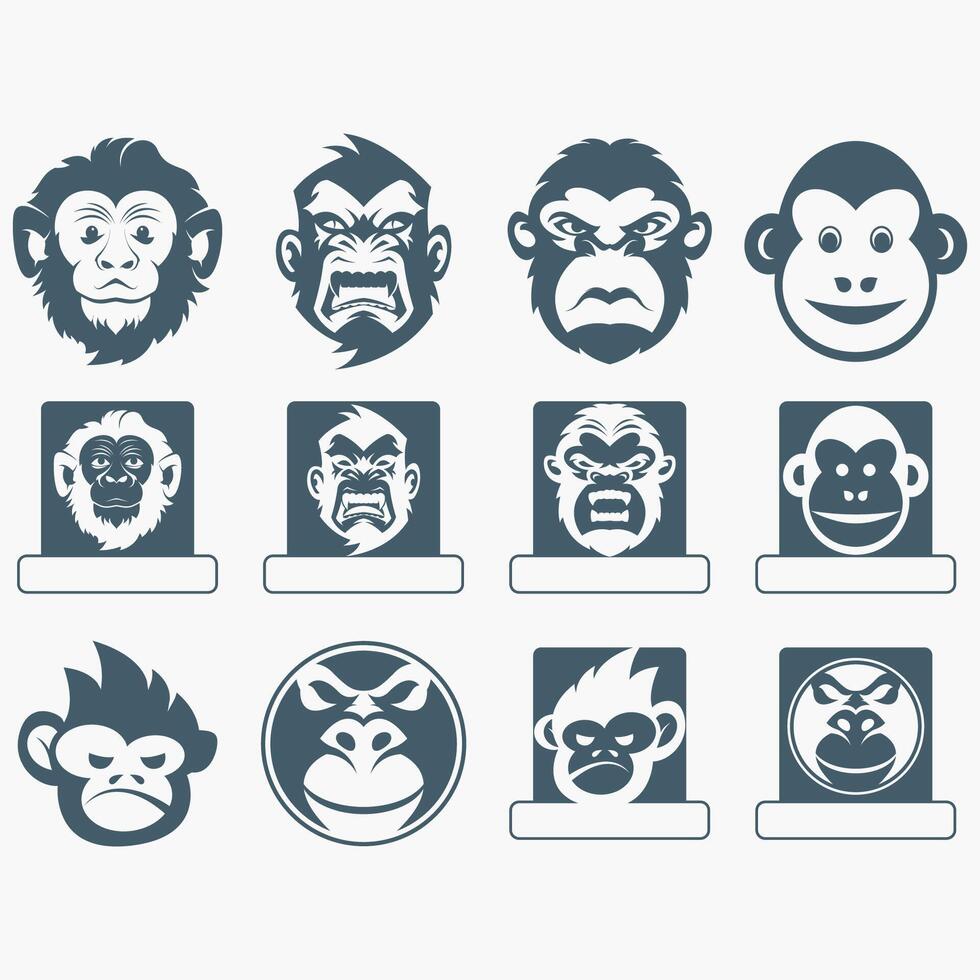 collection of monkey logo vector