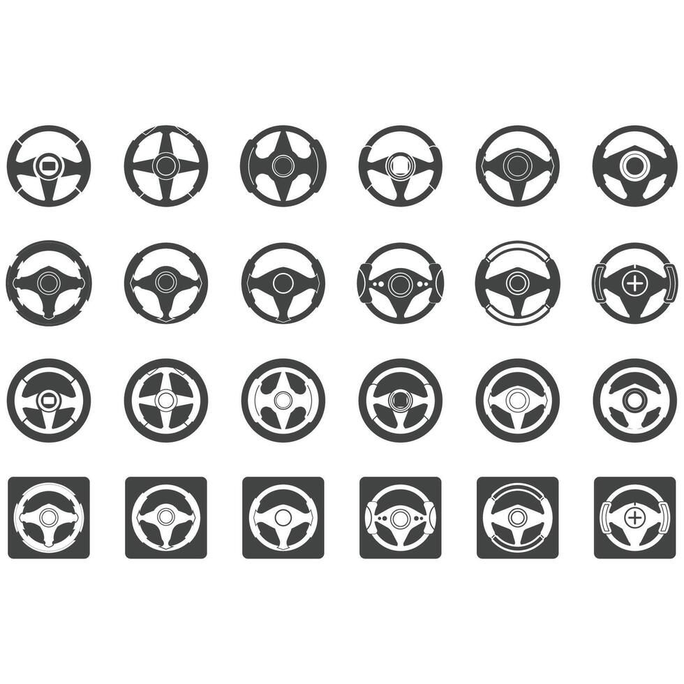 Steering wheel logo vector illustrations