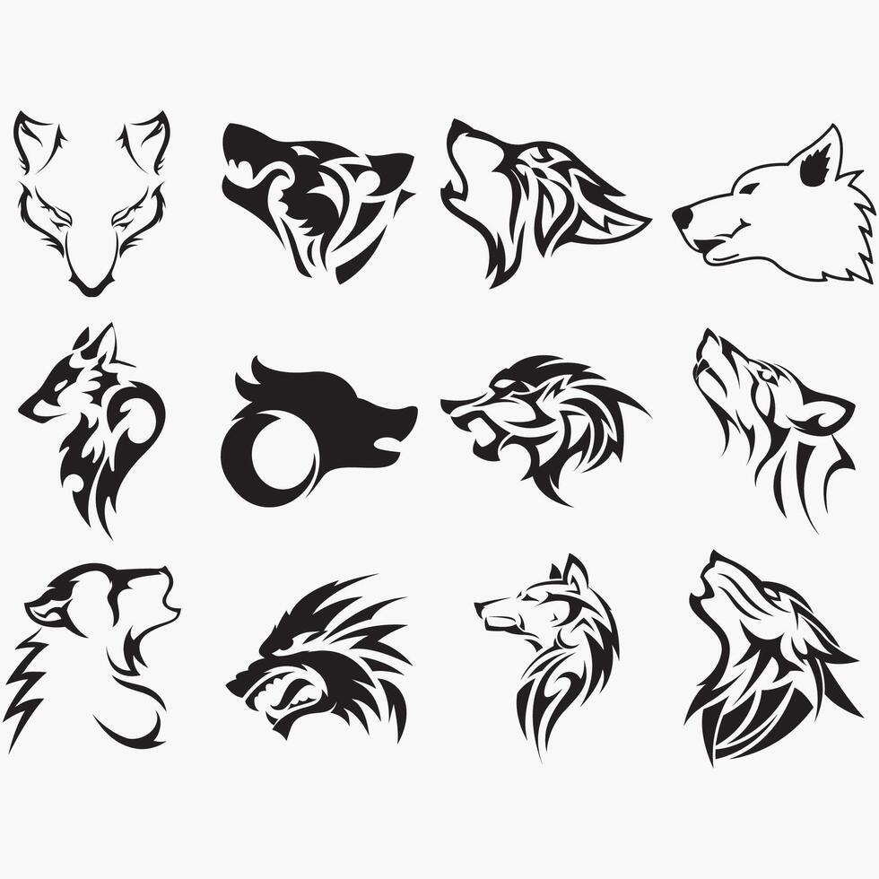 wolf icon set vector