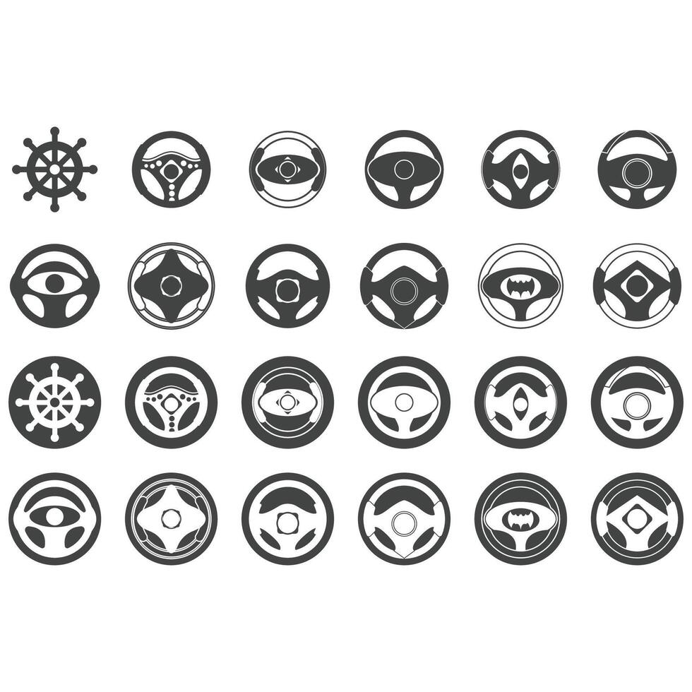 Steering wheel logo vector illustrations