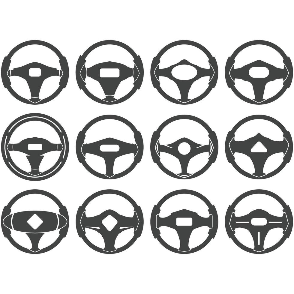 Steering wheel logo vector illustrations