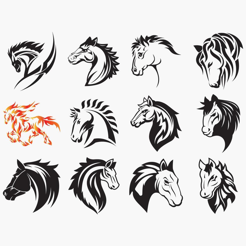 Horse icon set vector