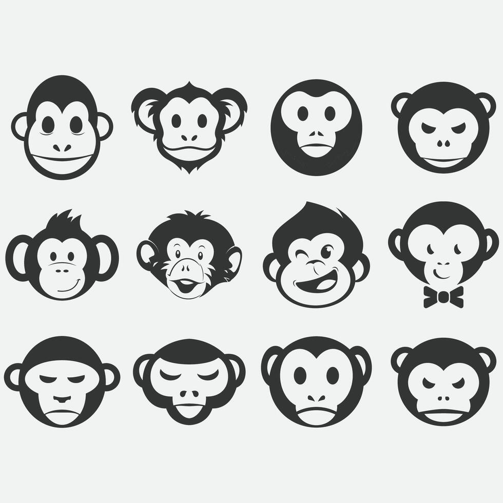 collection of monkey logo vector