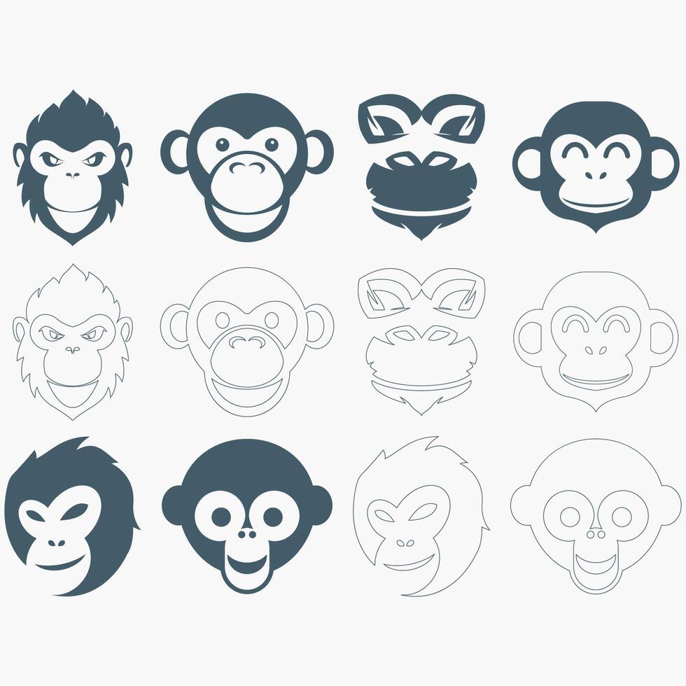 collection of monkey logo vector