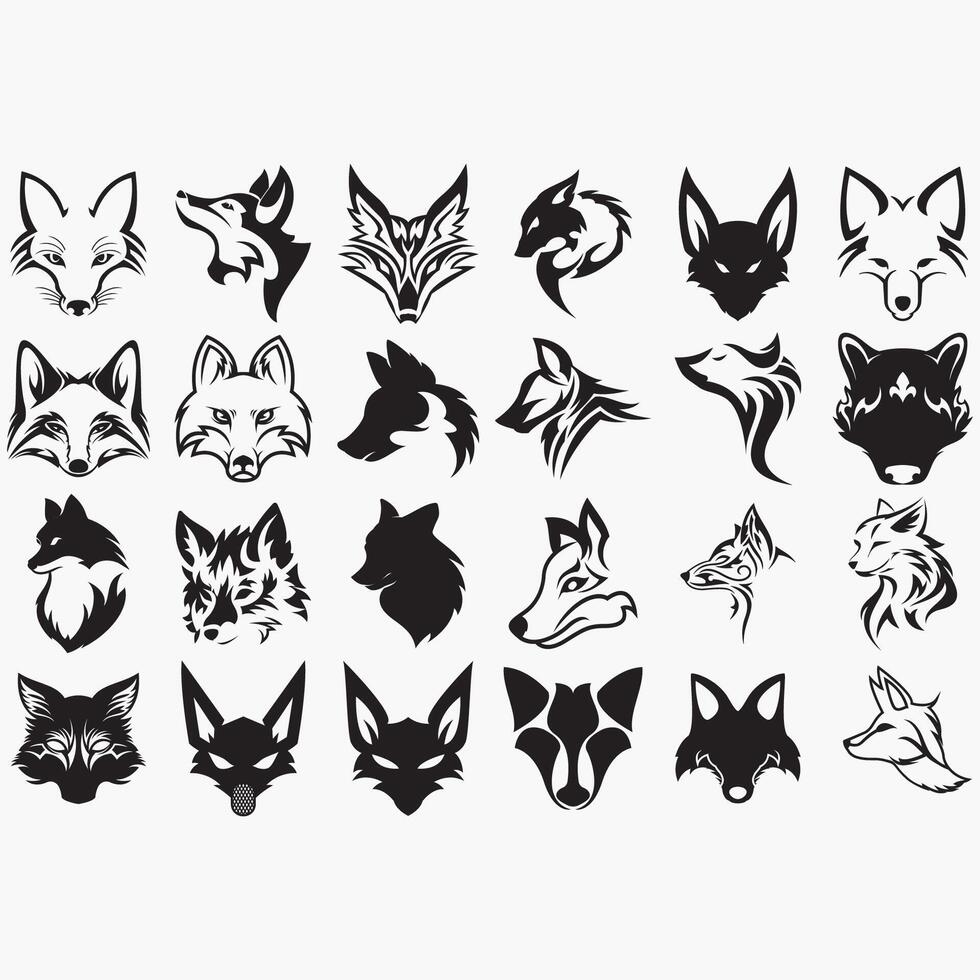 Fox icon set vector