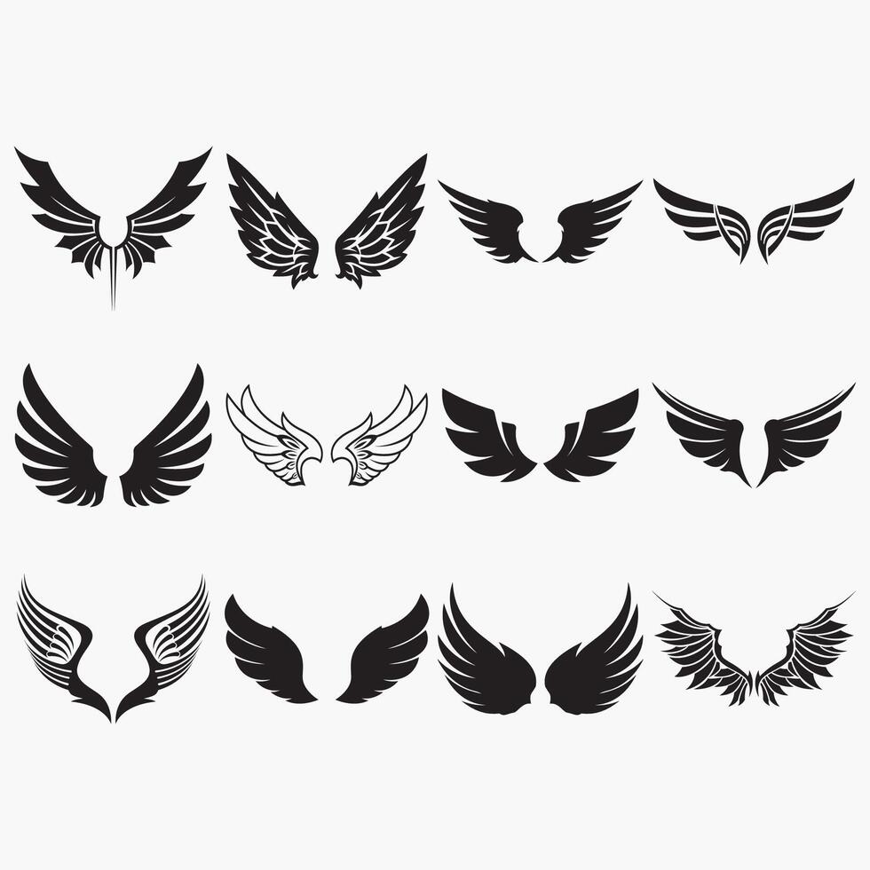 wings icon set vector