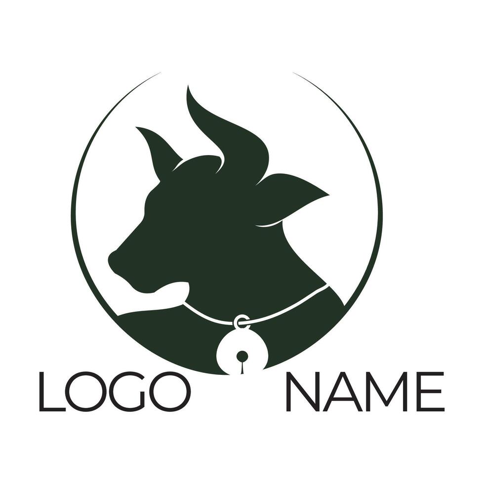 icono de vector de plantilla de logotipo de vaca