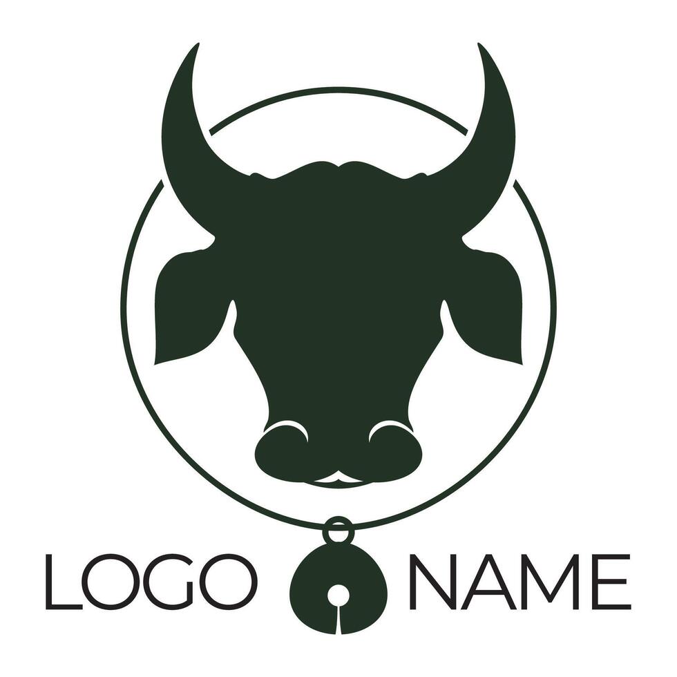 icono de vector de plantilla de logotipo de vaca