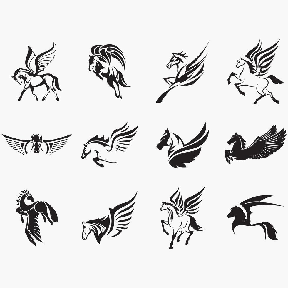 Horse icon set vector