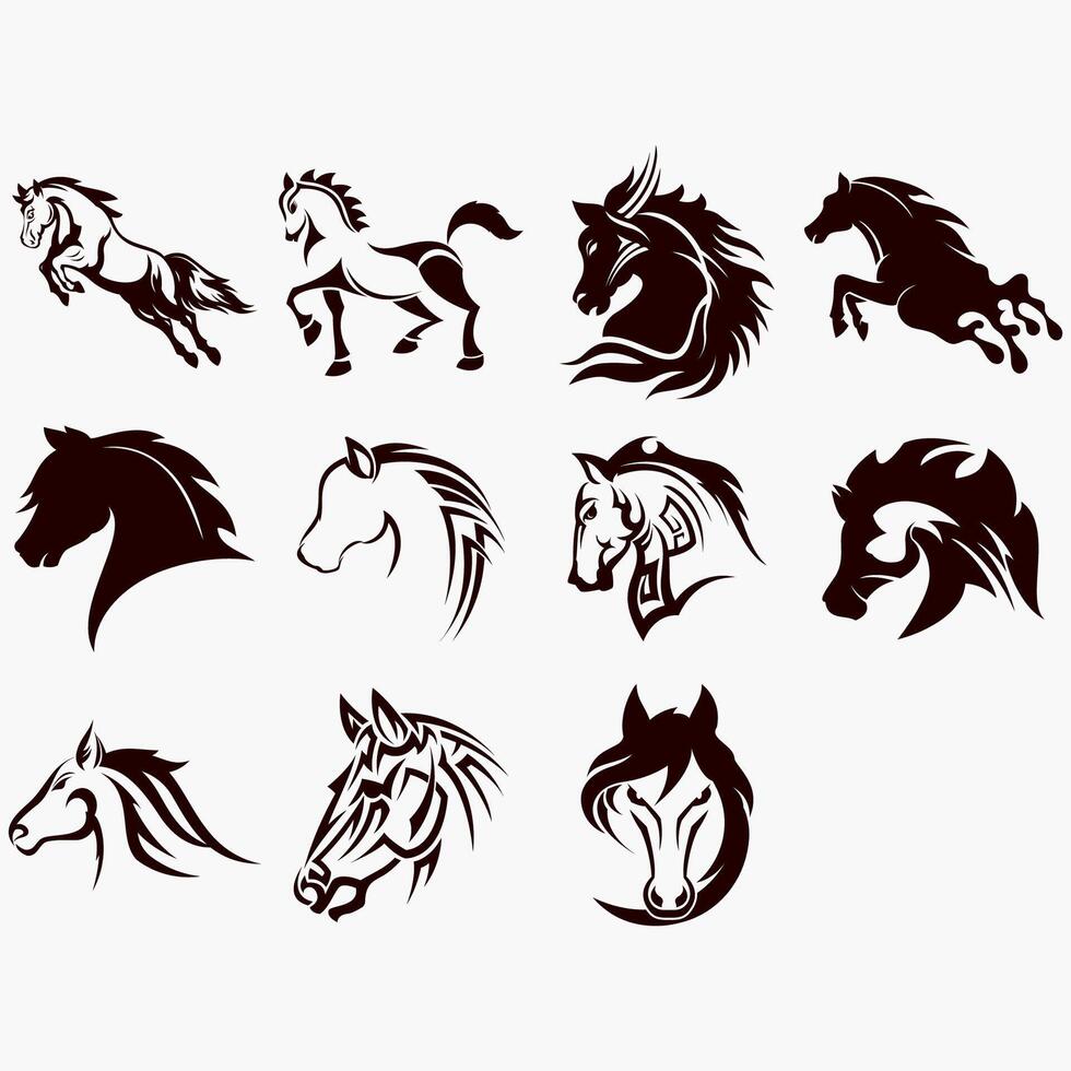 Horse icon set vector