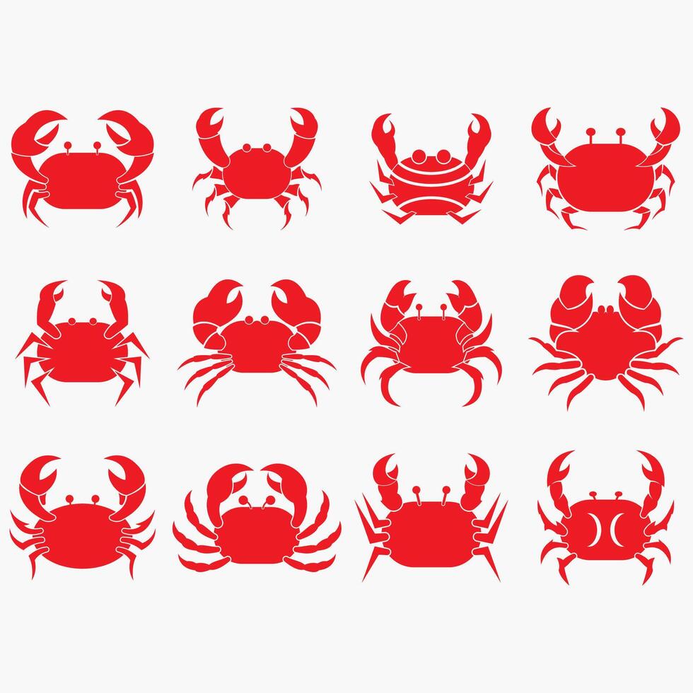 collection of crab logos vector