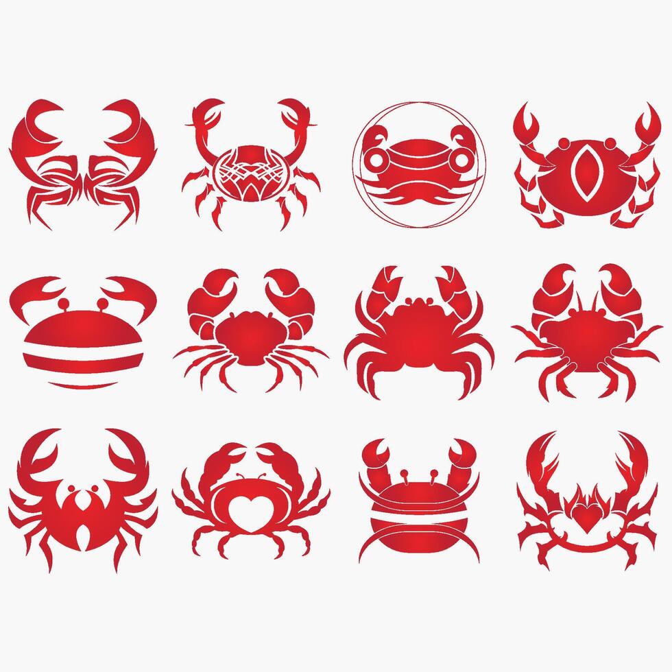 collection of crab logos vector
