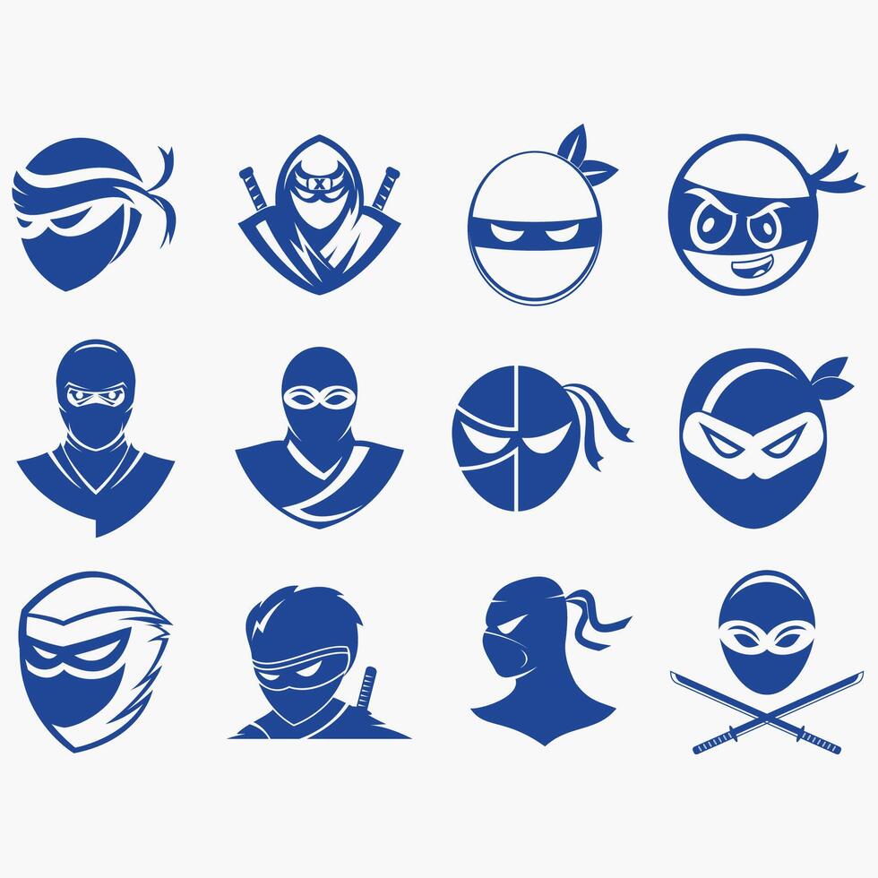 collection of ninja logos vector