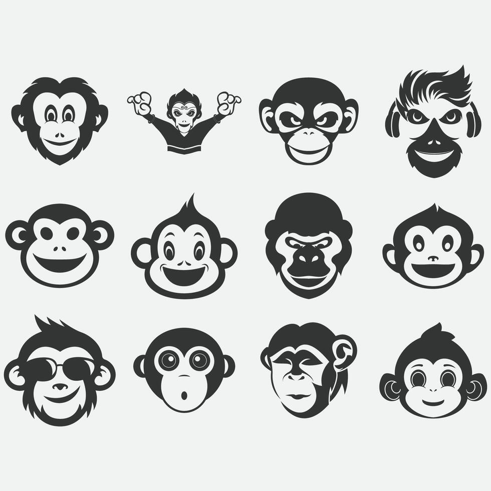 collection of monkey logo vector