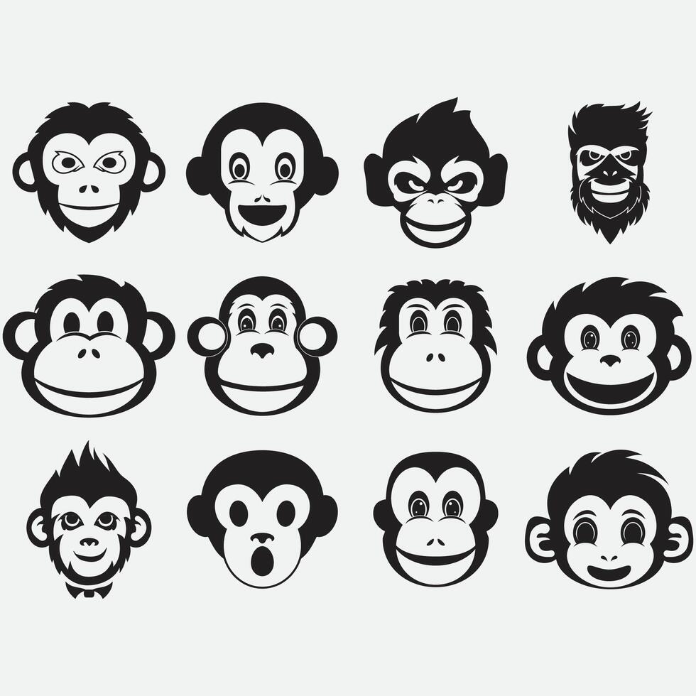 collection of monkey logo vector