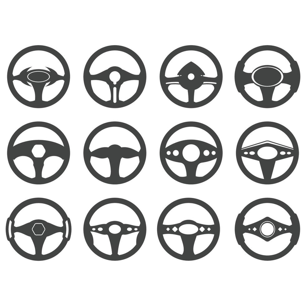 Steering wheel logo vector illustrations