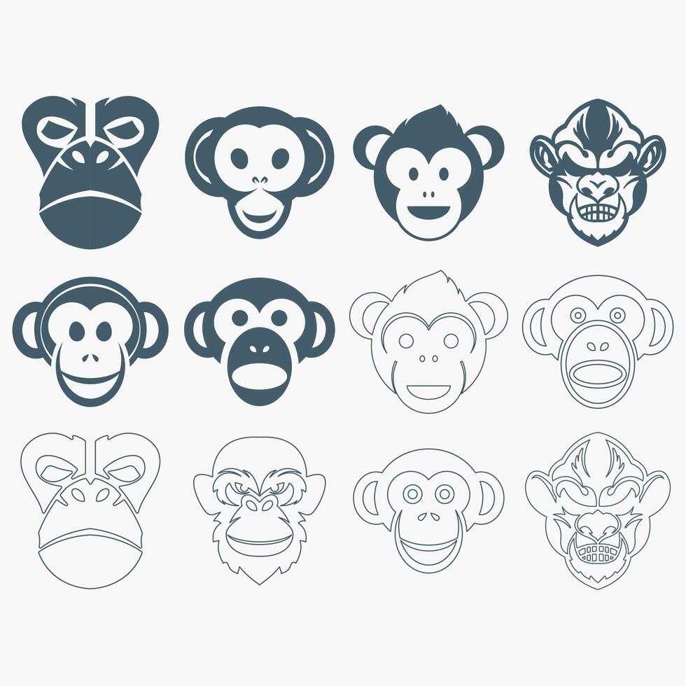 collection of monkey logo vector