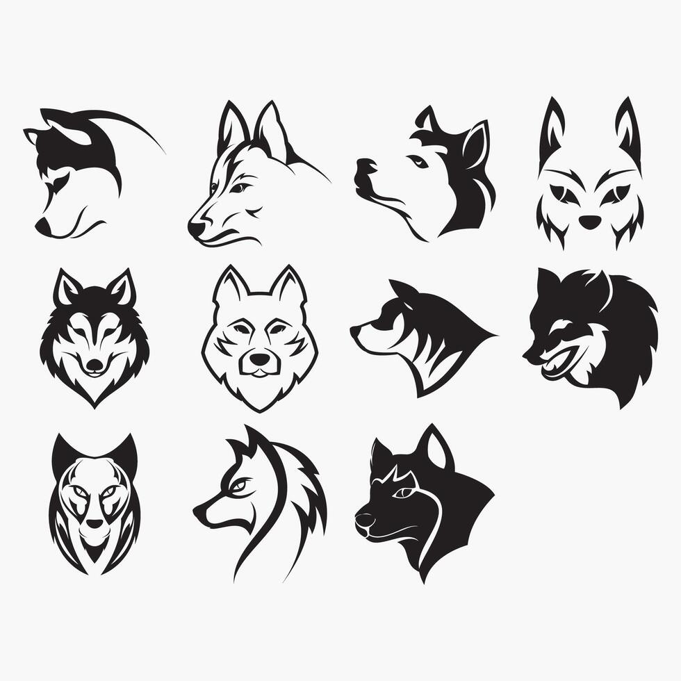 wolf icon set vector